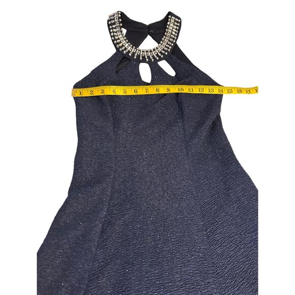 Betsy & Adam Navy Cocktail Dress with Jeweled Neckline -  Size 2 - Picture 6 of 13